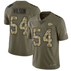Limited Youth Damien Wilson Olive/Camo Jersey - #54 Football Kansas City Chiefs 2017 Salute to Service