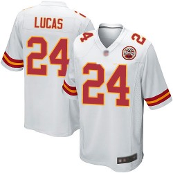 Game Men's Jordan Lucas White Road Jersey - #24 Football Kansas City Chiefs