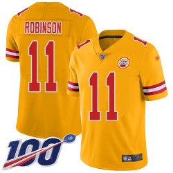 Limited Youth Demarcus Robinson Gold Jersey - #11 Football Kansas City Chiefs 100th Season Inverted Legend