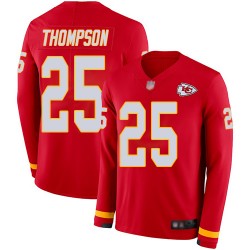 Limited Youth Darwin Thompson Red Jersey - #25 Football Kansas City Chiefs Therma Long Sleeve