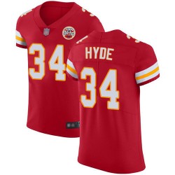 Elite Men's Carlos Hyde Red Home Jersey - #34 Football Kansas City Chiefs Vapor Untouchable