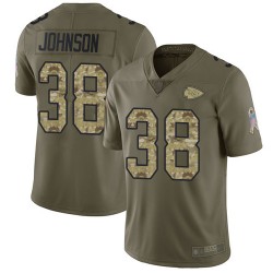 Limited Youth Dontae Johnson Olive/Camo Jersey - #38 Football Kansas City Chiefs 2017 Salute to Service