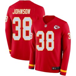 Limited Youth Dontae Johnson Red Jersey - #38 Football Kansas City Chiefs Therma Long Sleeve