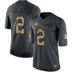 Limited Youth Dustin Colquitt Black Jersey - #2 Football Kansas City Chiefs 2016 Salute to Service