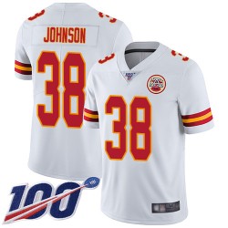 Limited Youth Dontae Johnson White Road Jersey - #38 Football Kansas City Chiefs 100th Season Vapor Untouchable