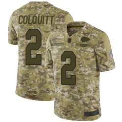 Limited Youth Dustin Colquitt Camo Jersey - #2 Football Kansas City Chiefs 2018 Salute to Service