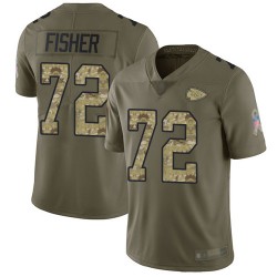 Limited Youth Eric Fisher Olive/Camo Jersey - #72 Football Kansas City Chiefs 2017 Salute to Service