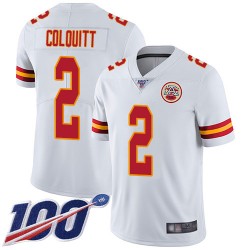Limited Youth Dustin Colquitt White Road Jersey - #2 Football Kansas City Chiefs 100th Season Vapor Untouchable