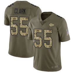 Limited Youth Frank Clark Olive/Camo Jersey - #55 Football Kansas City Chiefs 2017 Salute to Service