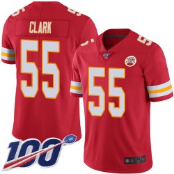 Limited Youth Frank Clark Red Home Jersey - #55 Football Kansas City Chiefs 100th Season Vapor Untouchable