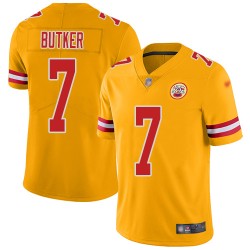 Limited Youth Harrison Butker Gold Jersey - #7 Football Kansas City Chiefs Inverted Legend
