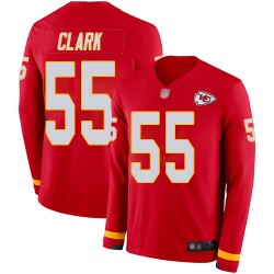 Limited Youth Frank Clark Red Jersey - #55 Football Kansas City Chiefs Therma Long Sleeve