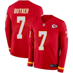 Limited Youth Harrison Butker Red Jersey - #7 Football Kansas City Chiefs Therma Long Sleeve