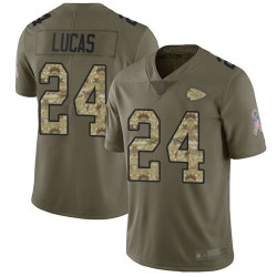 Limited Youth Jordan Lucas Olive/Camo Jersey - #24 Football Kansas City Chiefs 2017 Salute to Service