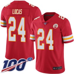 Limited Youth Jordan Lucas Red Home Jersey - #24 Football Kansas City Chiefs 100th Season Vapor Untouchable