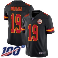 Limited Youth Joe Montana Black Jersey - #19 Football Kansas City Chiefs 100th Season Rush Vapor Untouchable