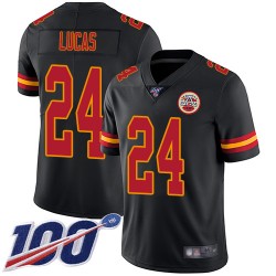 Limited Youth Jordan Lucas Black Jersey - #24 Football Kansas City Chiefs 100th Season Rush Vapor Untouchable
