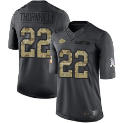 Limited Youth Juan Thornhill Black Jersey - #22 Football Kansas City Chiefs 2016 Salute to Service