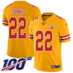 Limited Youth Juan Thornhill Gold Jersey - #22 Football Kansas City Chiefs 100th Season Inverted Legend