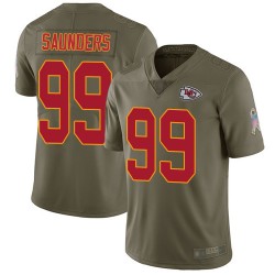 Limited Youth Khalen Saunders Olive Jersey - #99 Football Kansas City Chiefs 2017 Salute to Service