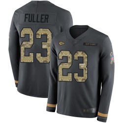 Limited Youth Kendall Fuller Black Jersey - #23 Football Kansas City Chiefs Salute to Service Therma Long Sleeve