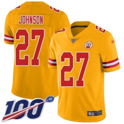 Limited Youth Larry Johnson Gold Jersey - #27 Football Kansas City Chiefs 100th Season Inverted Legend