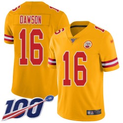 Limited Youth Len Dawson Gold Jersey - #16 Football Kansas City Chiefs 100th Season Inverted Legend