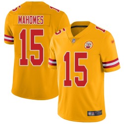 Limited Youth Patrick Mahomes Gold Jersey - #15 Football Kansas City Chiefs Inverted Legend