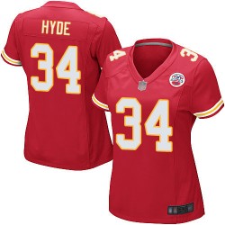 Game Women's Carlos Hyde Red Home Jersey - #34 Football Kansas City Chiefs