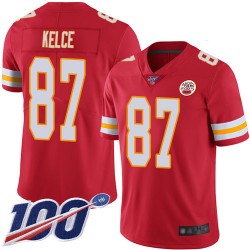Limited Youth Travis Kelce Red Home Jersey - #87 Football Kansas City Chiefs 100th Season Vapor Untouchable