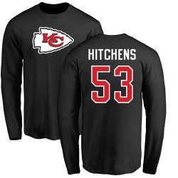 Anthony Hitchens Black Name & Number Logo - #53 Football Kansas City Chiefs Long Sleeve T-Shirt