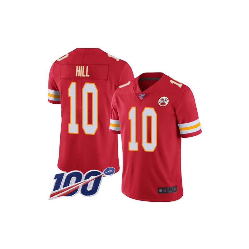 Limited Youth Tyreek Hill Red Home Jersey - #10 Football Kansas City Chiefs  100th Season Vapor Untouchable Size S(10-12)