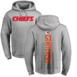 Anthony Hitchens Ash Backer - #53 Football Kansas City Chiefs Pullover Hoodie