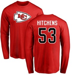 Anthony Hitchens Red Name & Number Logo - #53 Football Kansas City Chiefs Long Sleeve T-Shirt