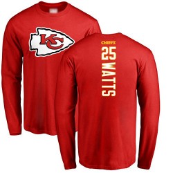 Armani Watts Red Backer - #25 Football Kansas City Chiefs Long Sleeve T-Shirt