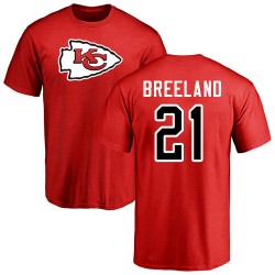 Bashaud Breeland Red Name & Number Logo - #21 Football Kansas City Chiefs T-Shirt