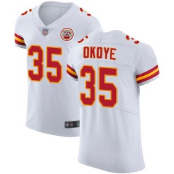 Elite Men's Christian Okoye White Road Jersey - #35 Football Kansas City Chiefs Vapor Untouchable
