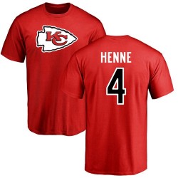 Chad Henne Red Name & Number Logo - #4 Football Kansas City Chiefs T-Shirt