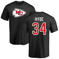 Carlos Hyde Black Name & Number Logo - #34 Football Kansas City Chiefs T-Shirt