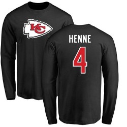 Chad Henne Black Name & Number Logo - #4 Football Kansas City Chiefs Long Sleeve T-Shirt