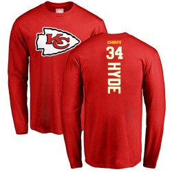 Carlos Hyde Red Backer - #34 Football Kansas City Chiefs Long Sleeve T-Shirt