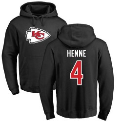 Chad Henne Black Name & Number Logo - #4 Football Kansas City Chiefs Pullover Hoodie