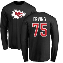 Cameron Erving Black Name & Number Logo - #75 Football Kansas City Chiefs Long Sleeve T-Shirt
