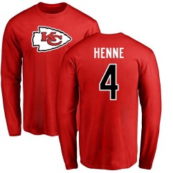 Chad Henne Red Name & Number Logo - #4 Football Kansas City Chiefs Long Sleeve T-Shirt