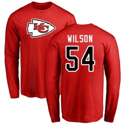 Damien Wilson Red Name & Number Logo - #54 Football Kansas City Chiefs Long Sleeve T-Shirt