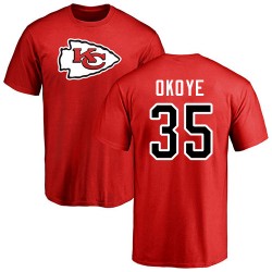 Christian Okoye Red Name & Number Logo - #35 Football Kansas City Chiefs T-Shirt