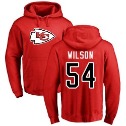 Damien Wilson Red Name & Number Logo - #54 Football Kansas City Chiefs Pullover Hoodie