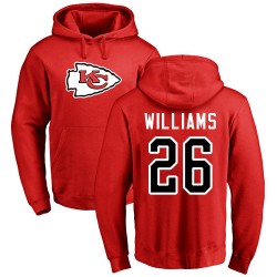 Damien Williams Red Name & Number Logo - #26 Football Kansas City Chiefs Pullover Hoodie