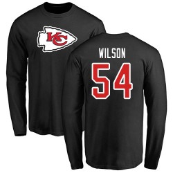 Damien Wilson Black Name & Number Logo - #54 Football Kansas City Chiefs Long Sleeve T-Shirt