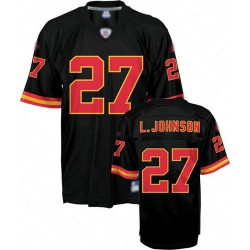 Authentic Men's Larry Johnson Black Alternate Jersey - #27 Football Kansas City Chiefs Throwback